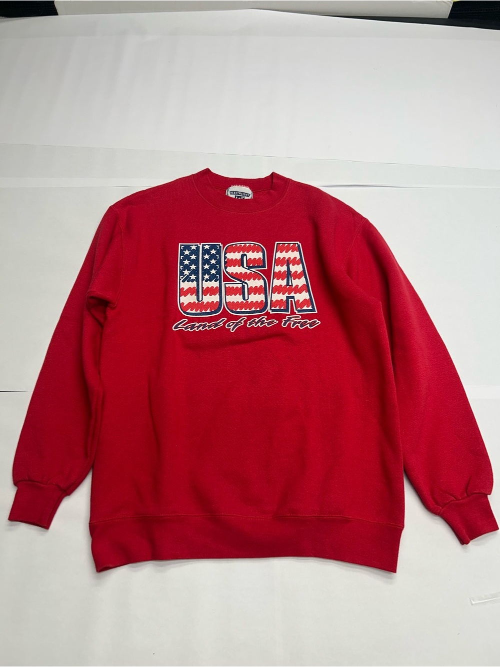Vintage Lee Heavyweight USA Land of the Free Red Crewneck Sweatshirt Men Size S